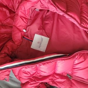 Moncler size 8 and its red its very clean I dry cleaned it